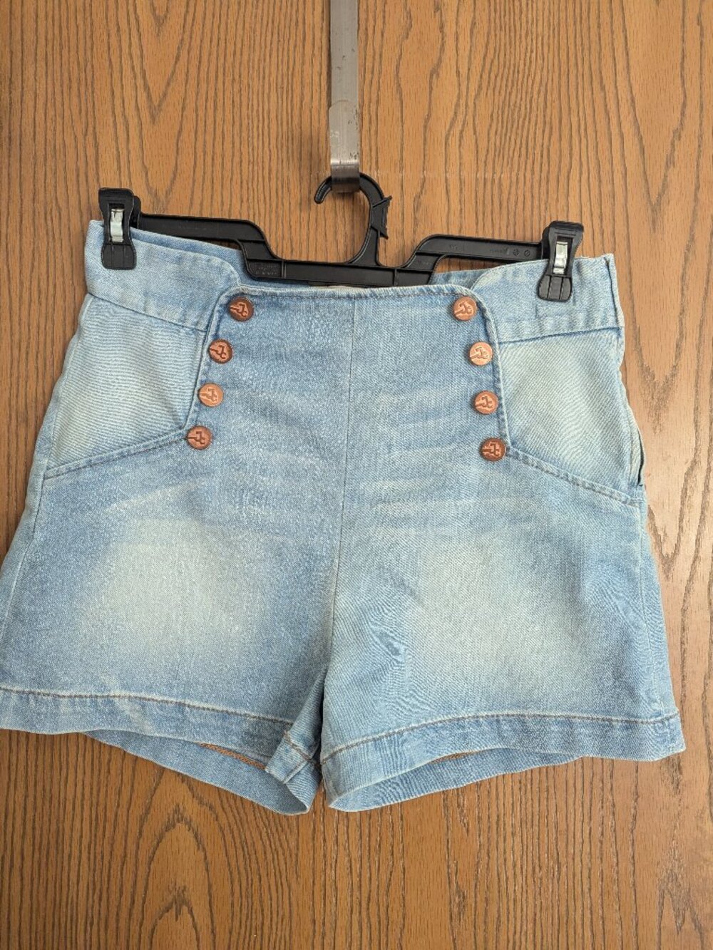 J & Company Denim Blue Jean Shorts Light Wash Y2K  Button  Side Zip Stretch 30